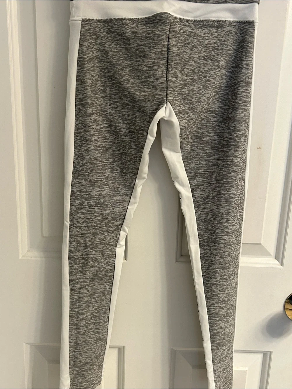 NWT-Girls Justice Gray & White Athletic Leggings with Logo Side Stripe